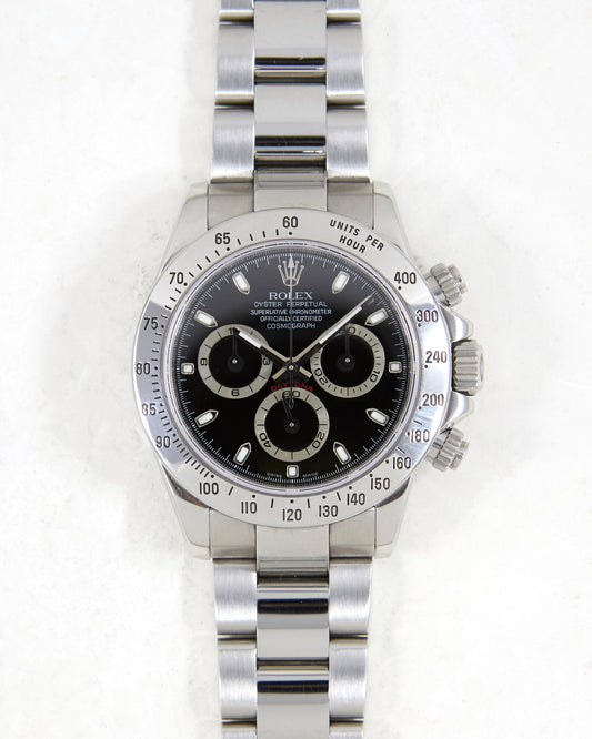 Rolex Daytona 116520 Black Dial on Oyster Bracelet with Box & Papers
