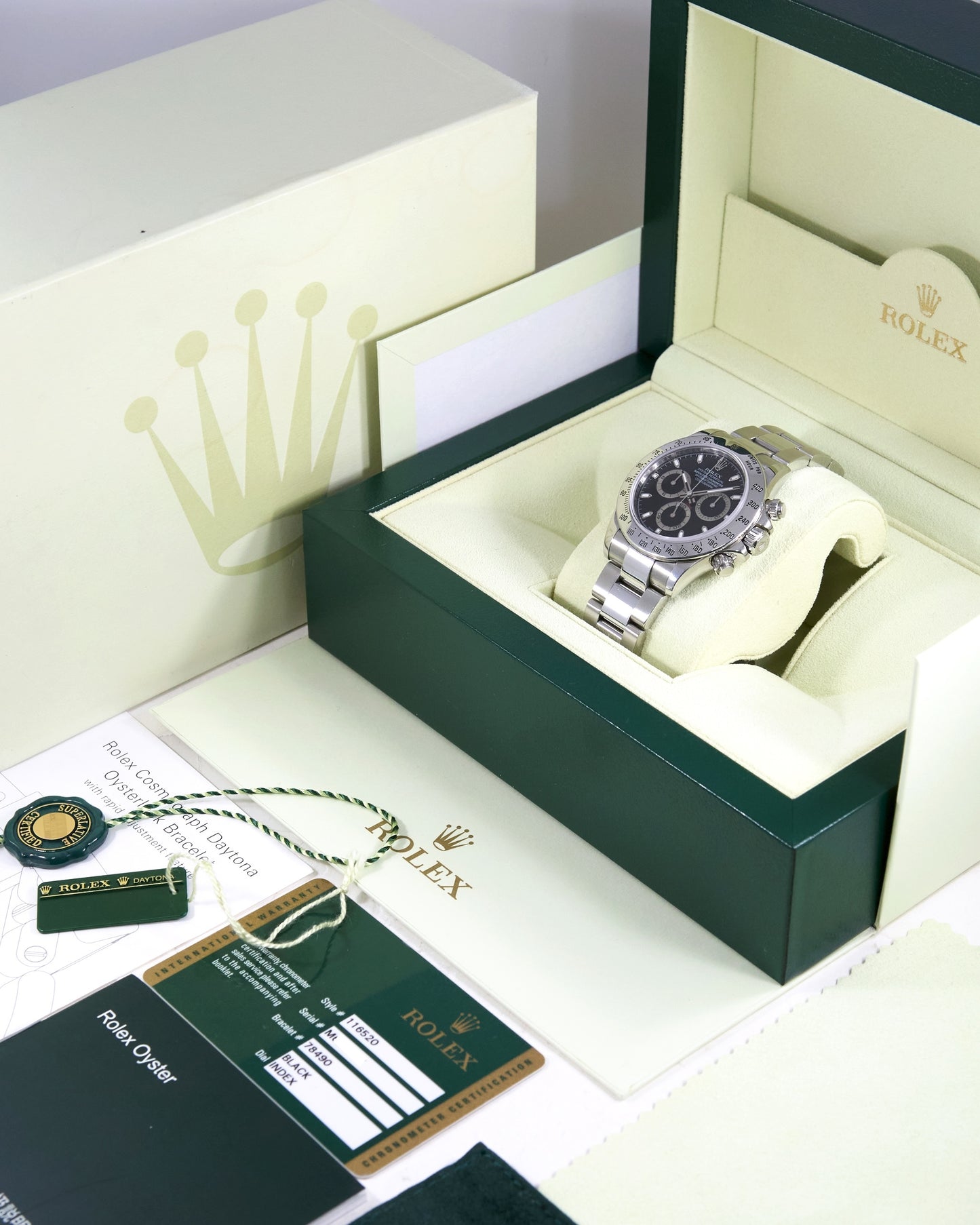 Rolex Daytona 116520 Black Dial on Oyster Bracelet with Box & Papers