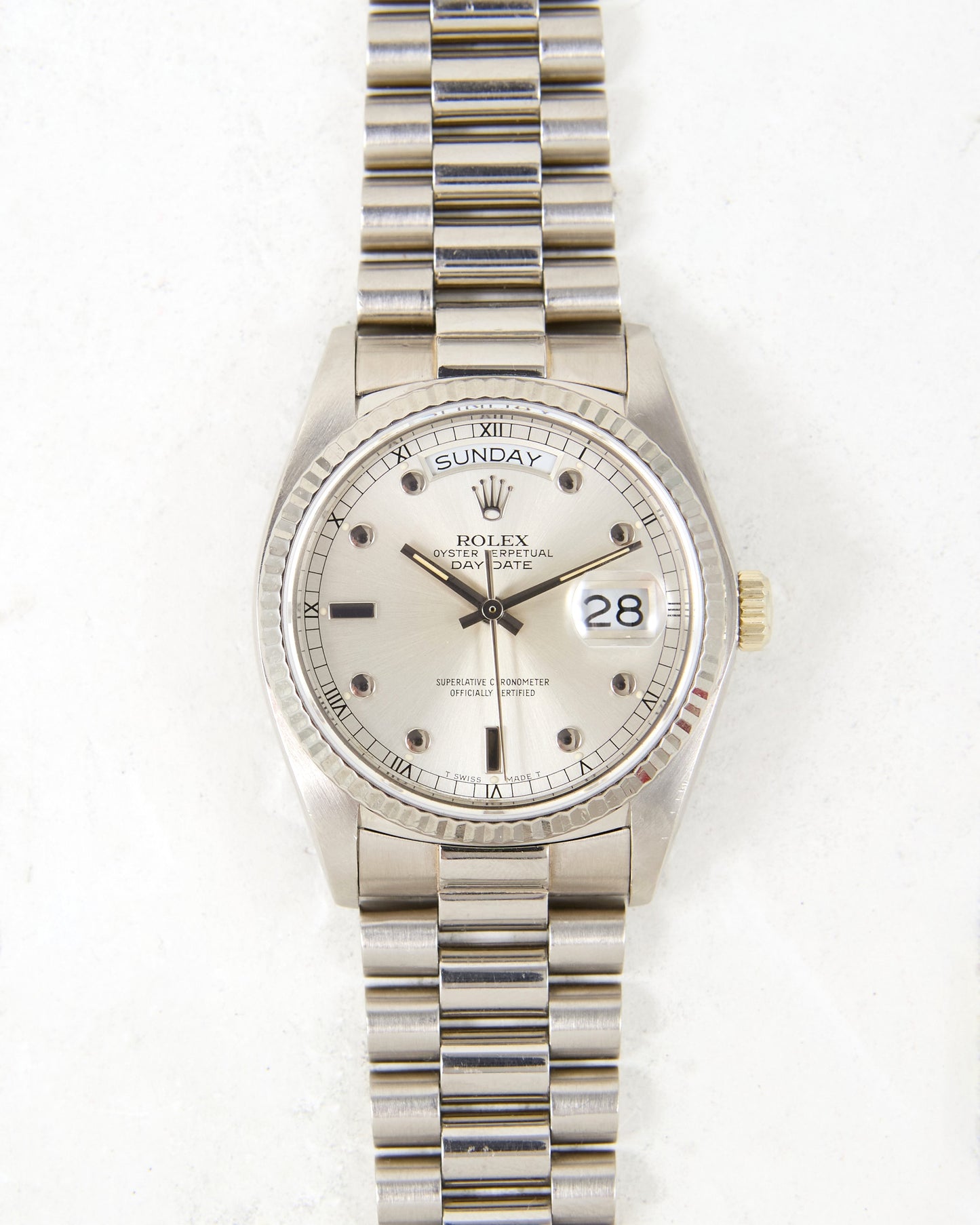 Rolex Day-Date 18039 Pinball Dial in White Gold Case and Bracelet