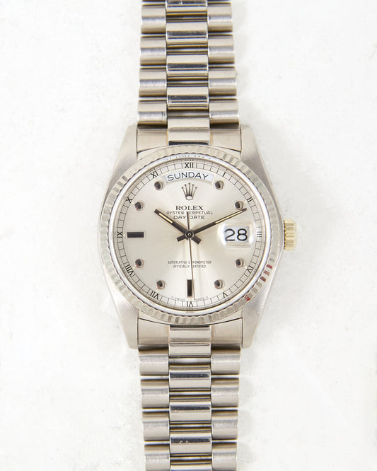 Rolex Day-Date 18039 Pinball Dial in White Gold Case and Bracelet