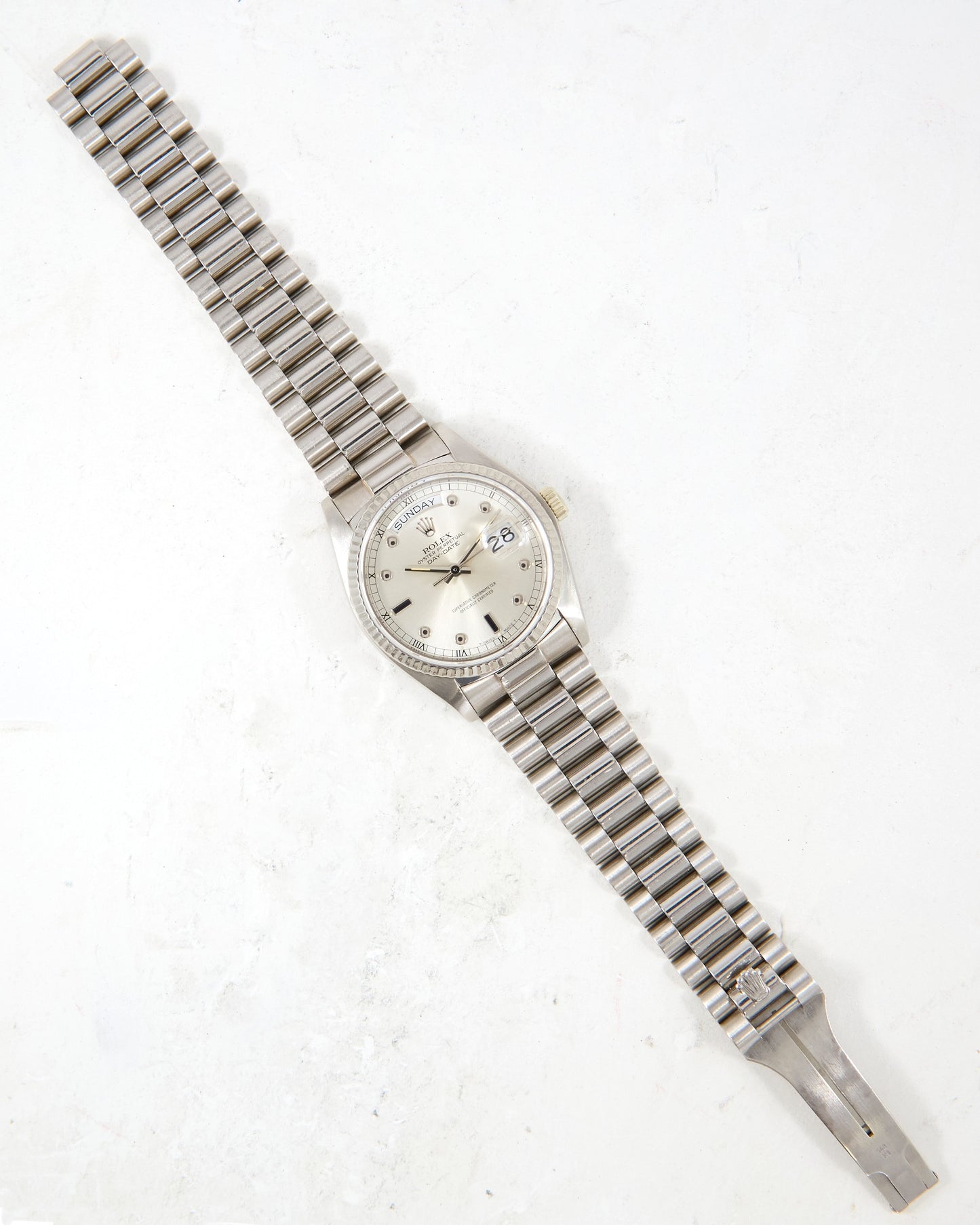 Rolex Day-Date 18039 Pinball Dial in White Gold Case and Bracelet
