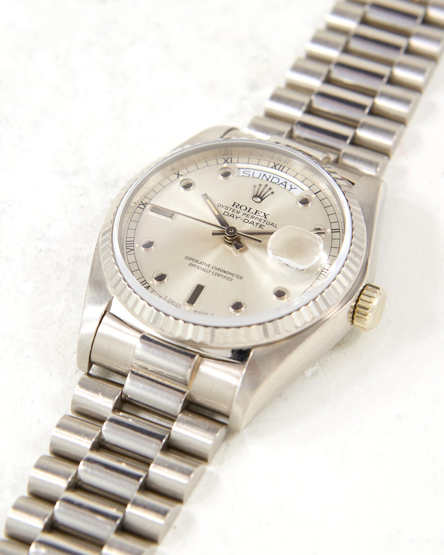 Rolex Day-Date 18039 Pinball Dial in White Gold Case and Bracelet