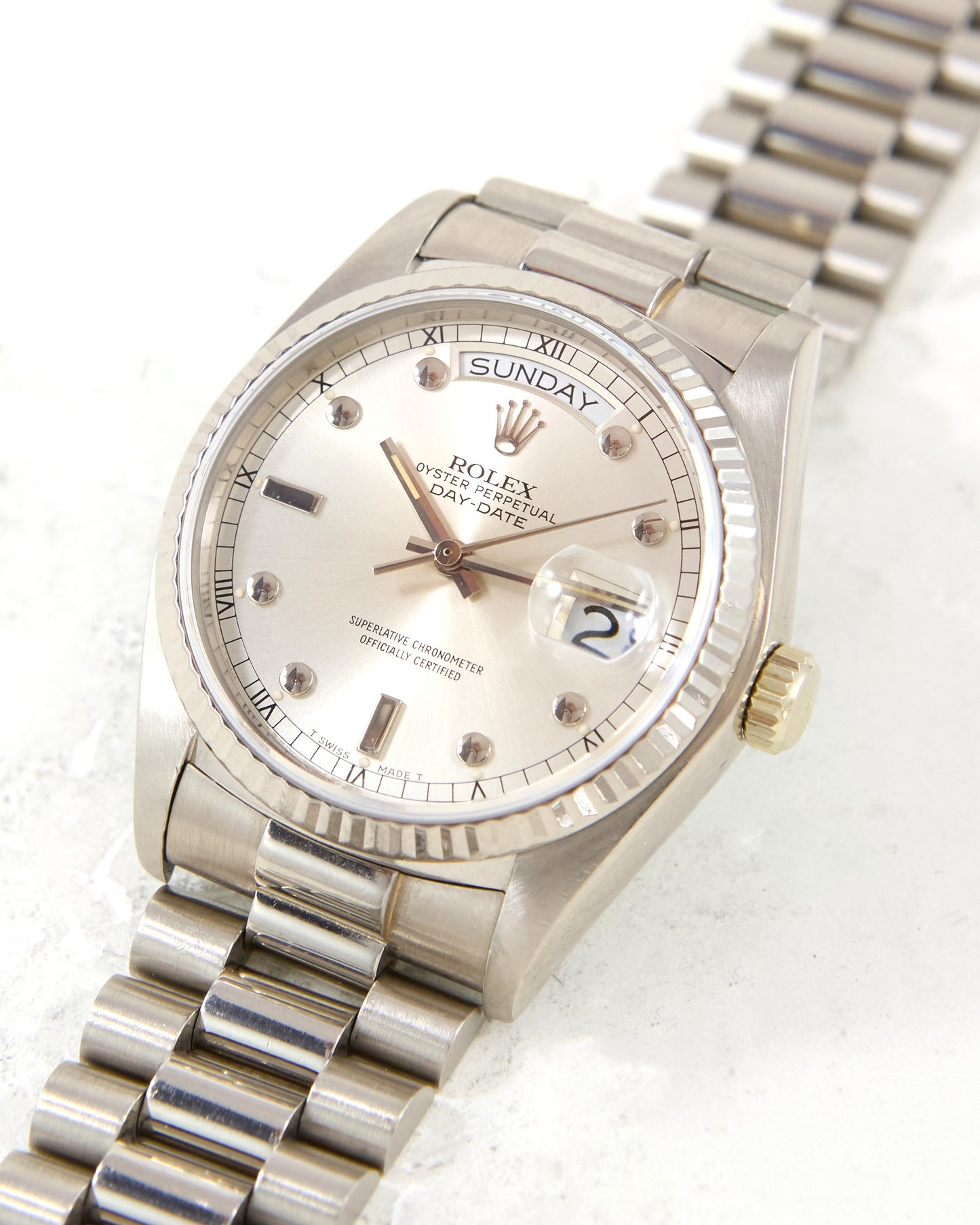 Rolex Day-Date 18039 Pinball Dial in White Gold Case and Bracelet