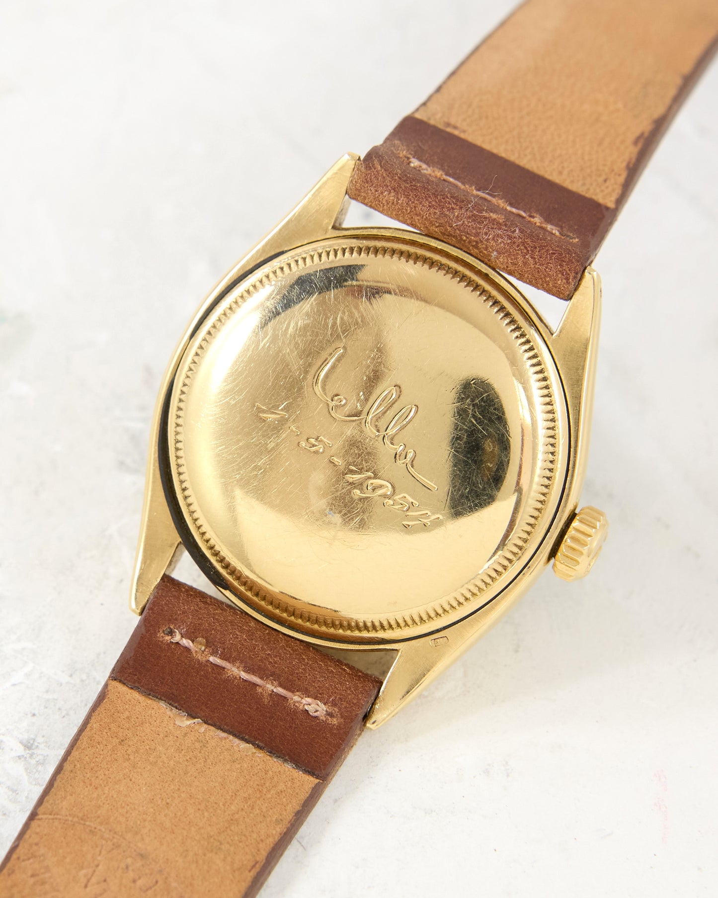 Rolex Chronometre 6285 Honeycomb Dial in Yellow Gold Case on Strap and Buckle