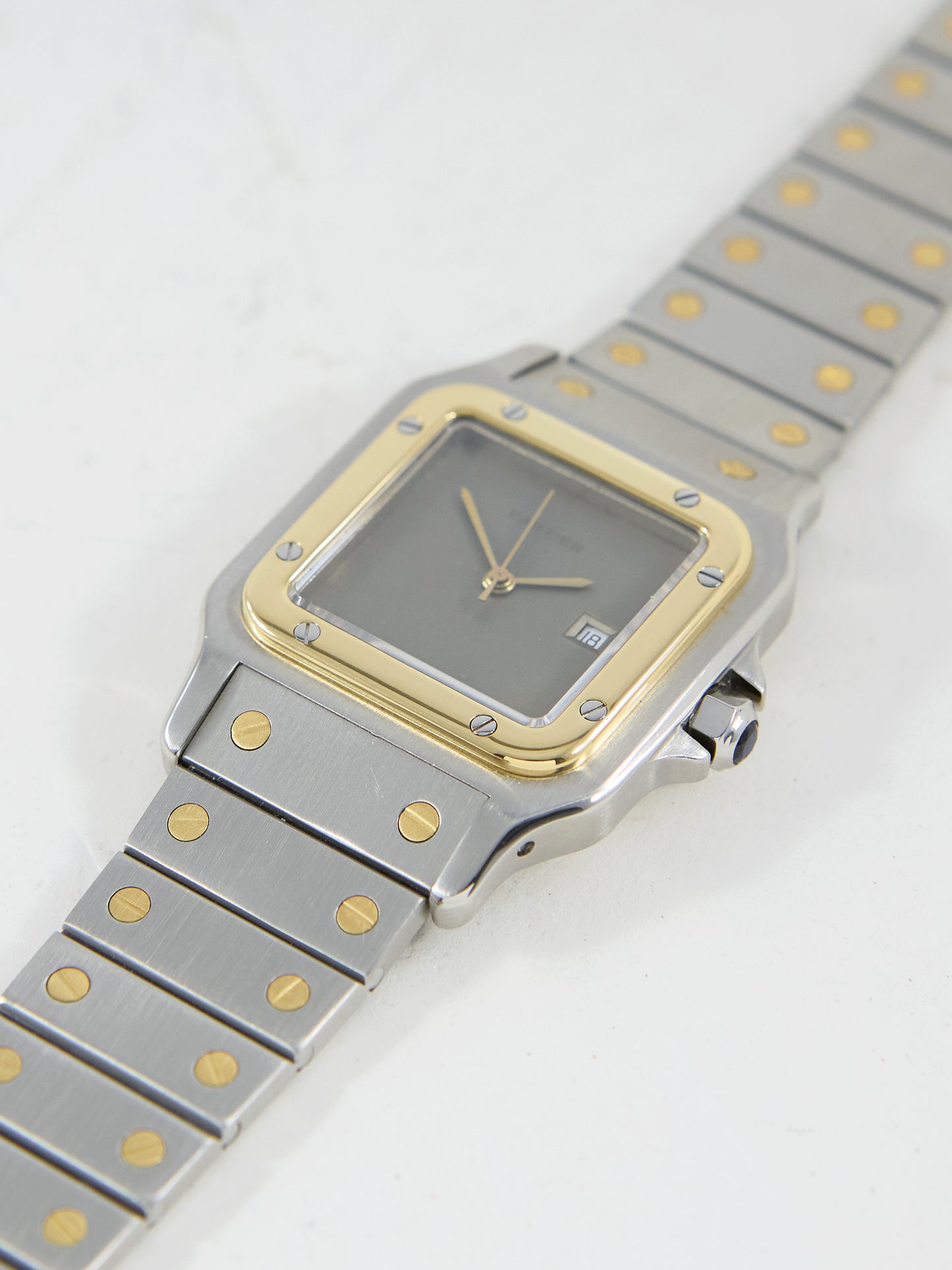 CARTIER SANTOS SLATE GREY DIAL WITH BOX & PAPERS