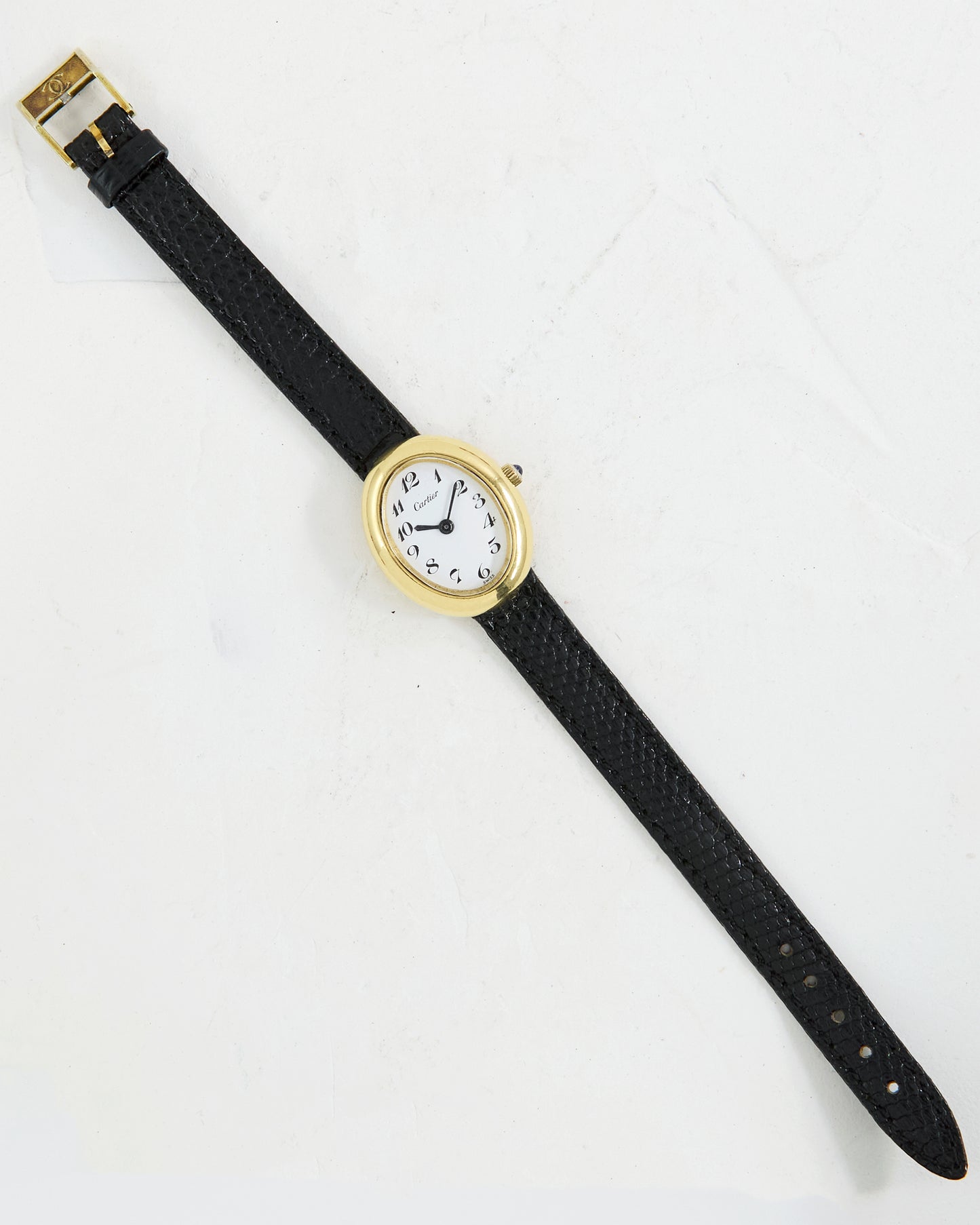 CARTIER BAIGNOIRE BREGUET NUMERAL DIAL ON SIGNED STRAP & BUCKLE
