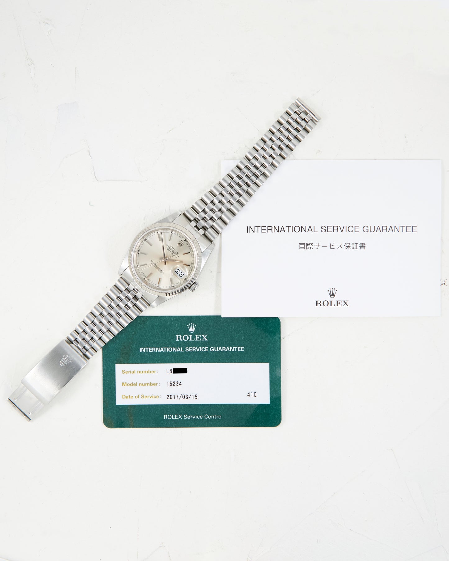 ROLEX DATEJUST SILVER DIAL WITH PAPERS