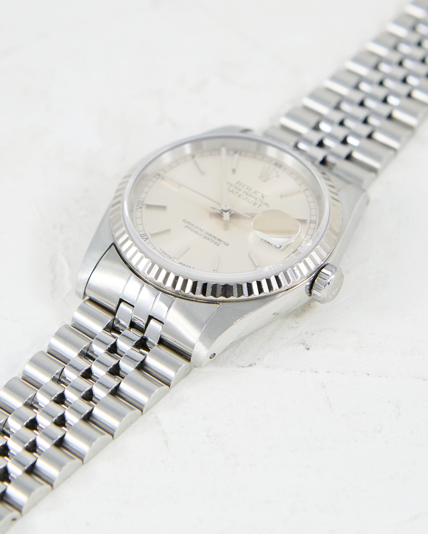 ROLEX DATEJUST SILVER DIAL WITH PAPERS