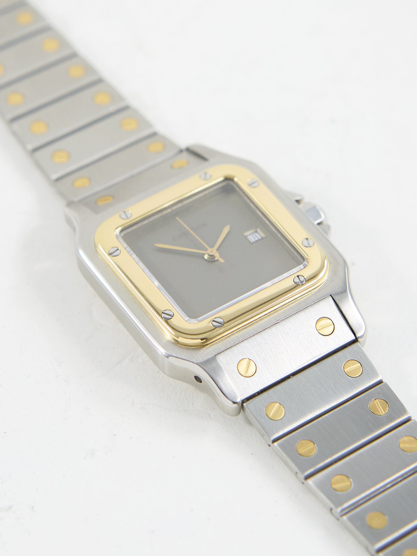CARTIER SANTOS SLATE GREY DIAL WITH BOX & PAPERS