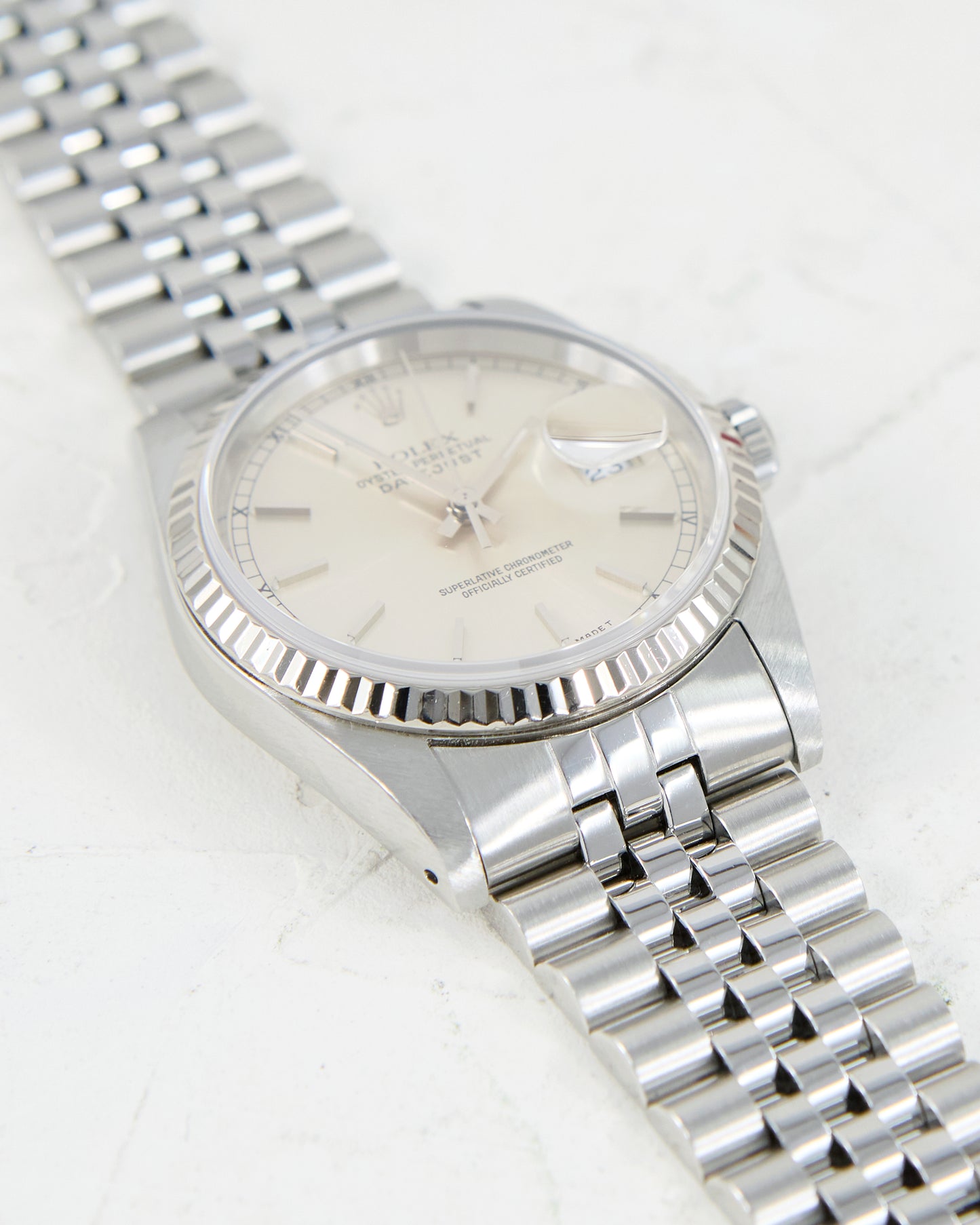 ROLEX DATEJUST SILVER DIAL WITH PAPERS
