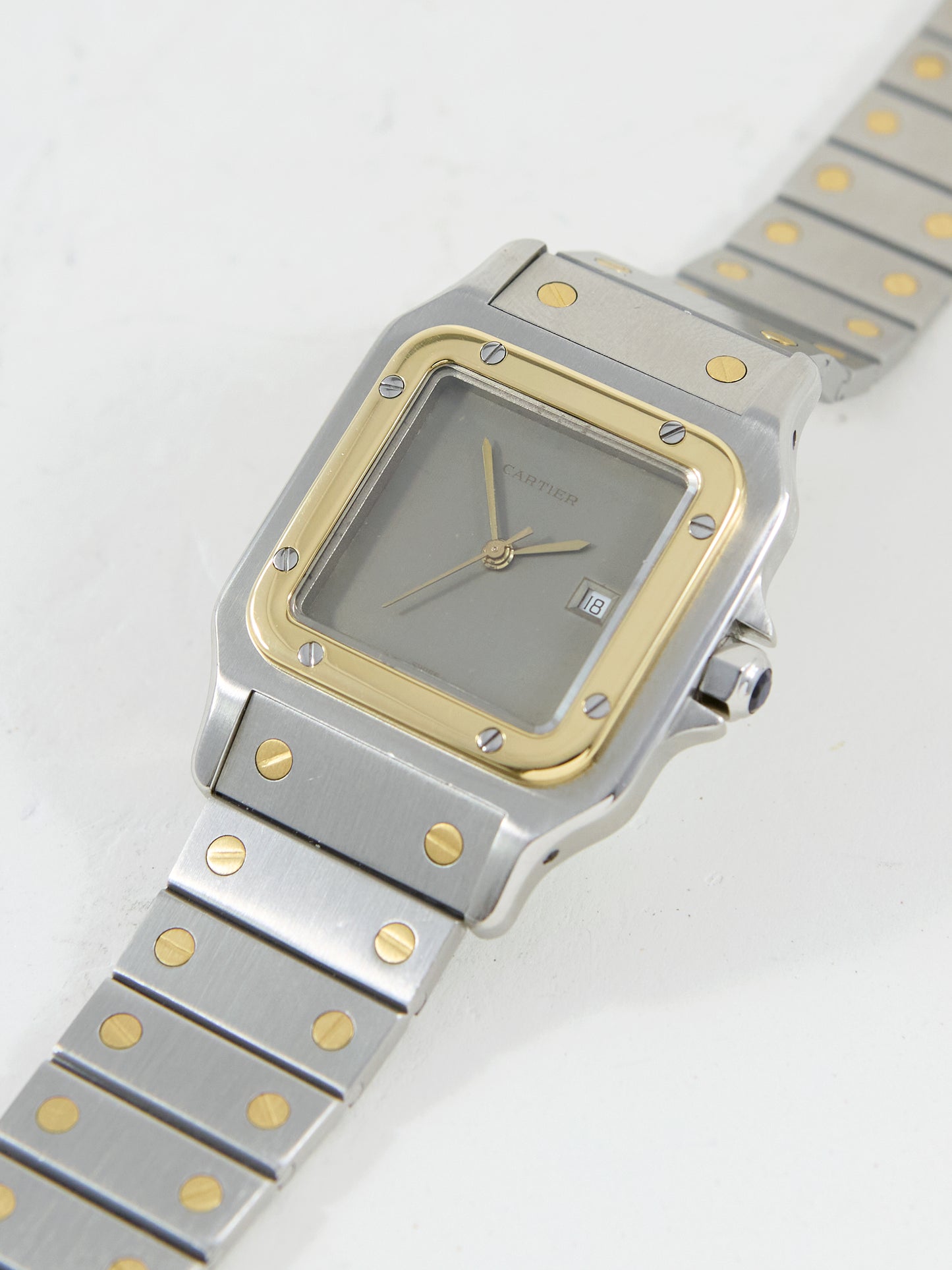 CARTIER SANTOS SLATE GREY DIAL WITH BOX & PAPERS