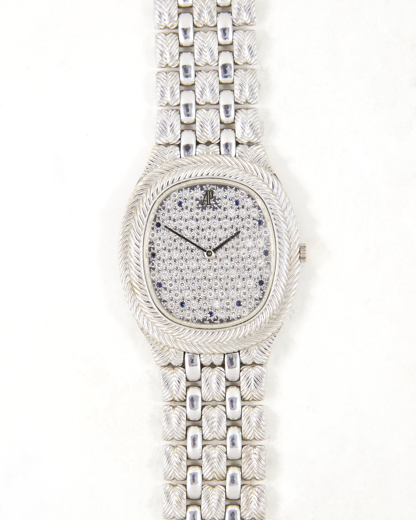Audemars Piguet Feather 56455BC Diamond Pave Dial with Sapphires in White Gold Case and Bracelet