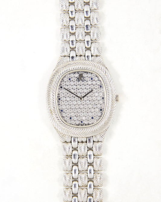 Audemars Piguet Feather 56455BC Diamond Pave Dial with Sapphires in White Gold Case and Bracelet