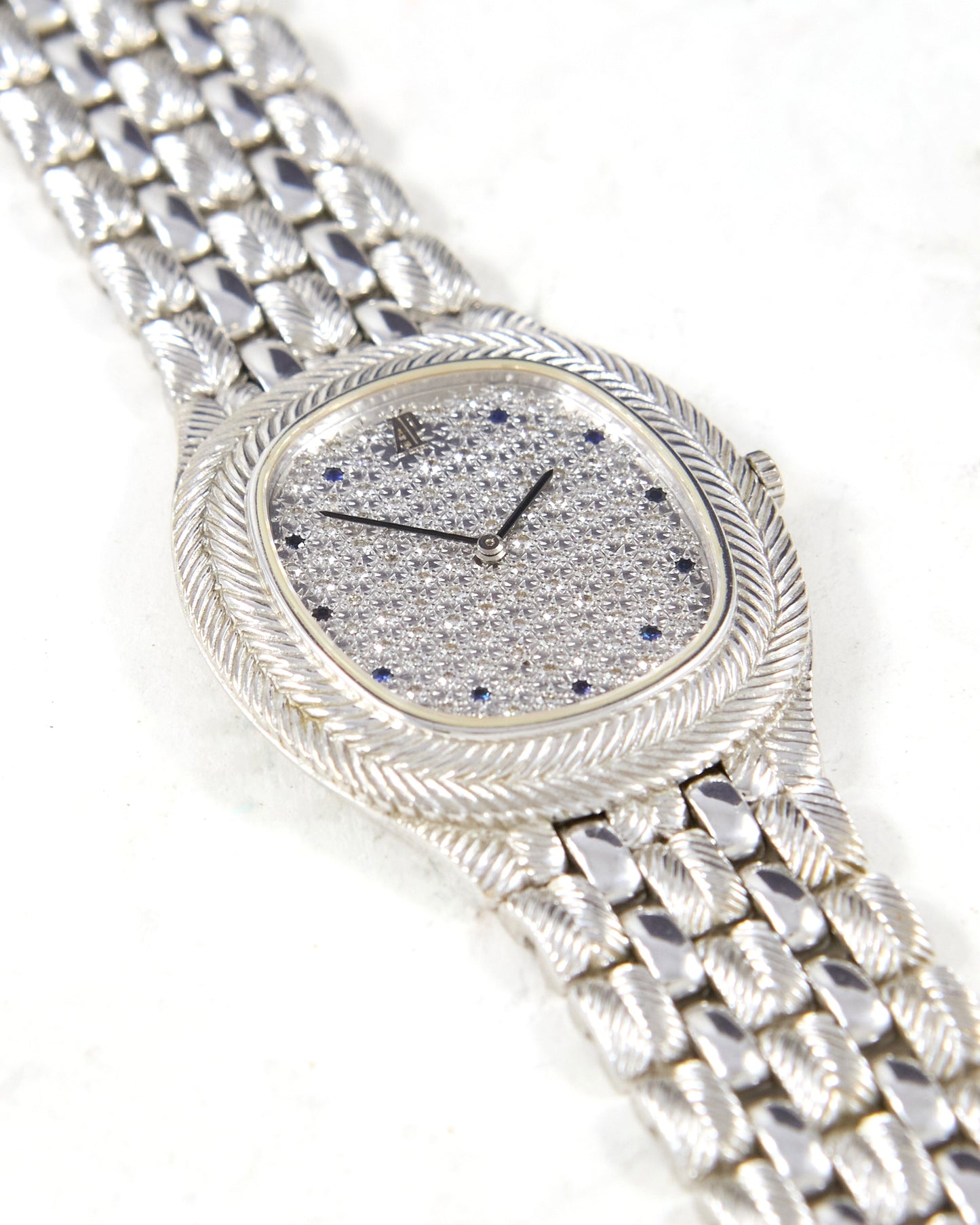 Audemars Piguet Feather 56455BC Diamond Pave Dial with Sapphires in White Gold Case and Bracelet