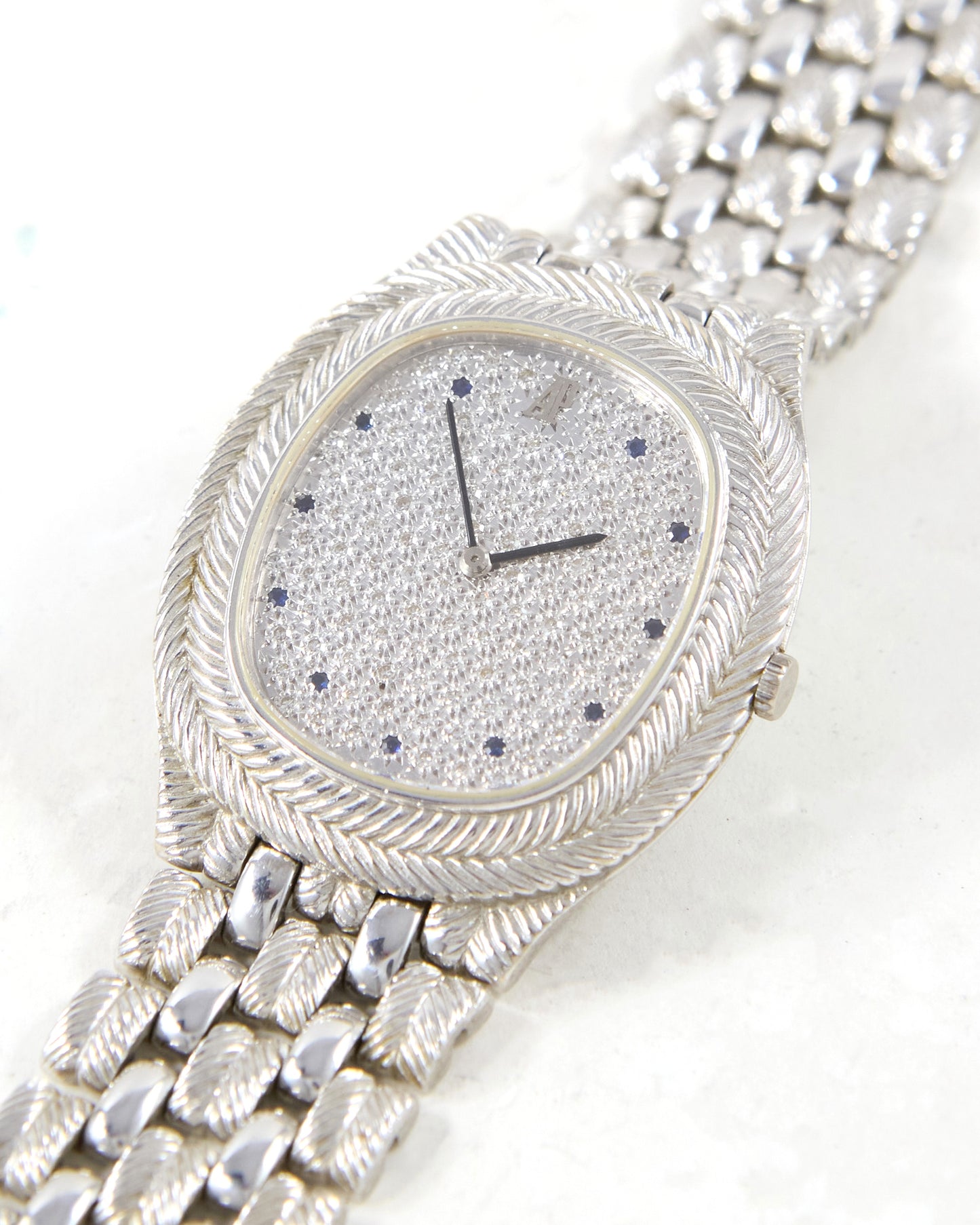 Audemars Piguet Feather 56455BC Diamond Pave Dial with Sapphires in White Gold Case and Bracelet