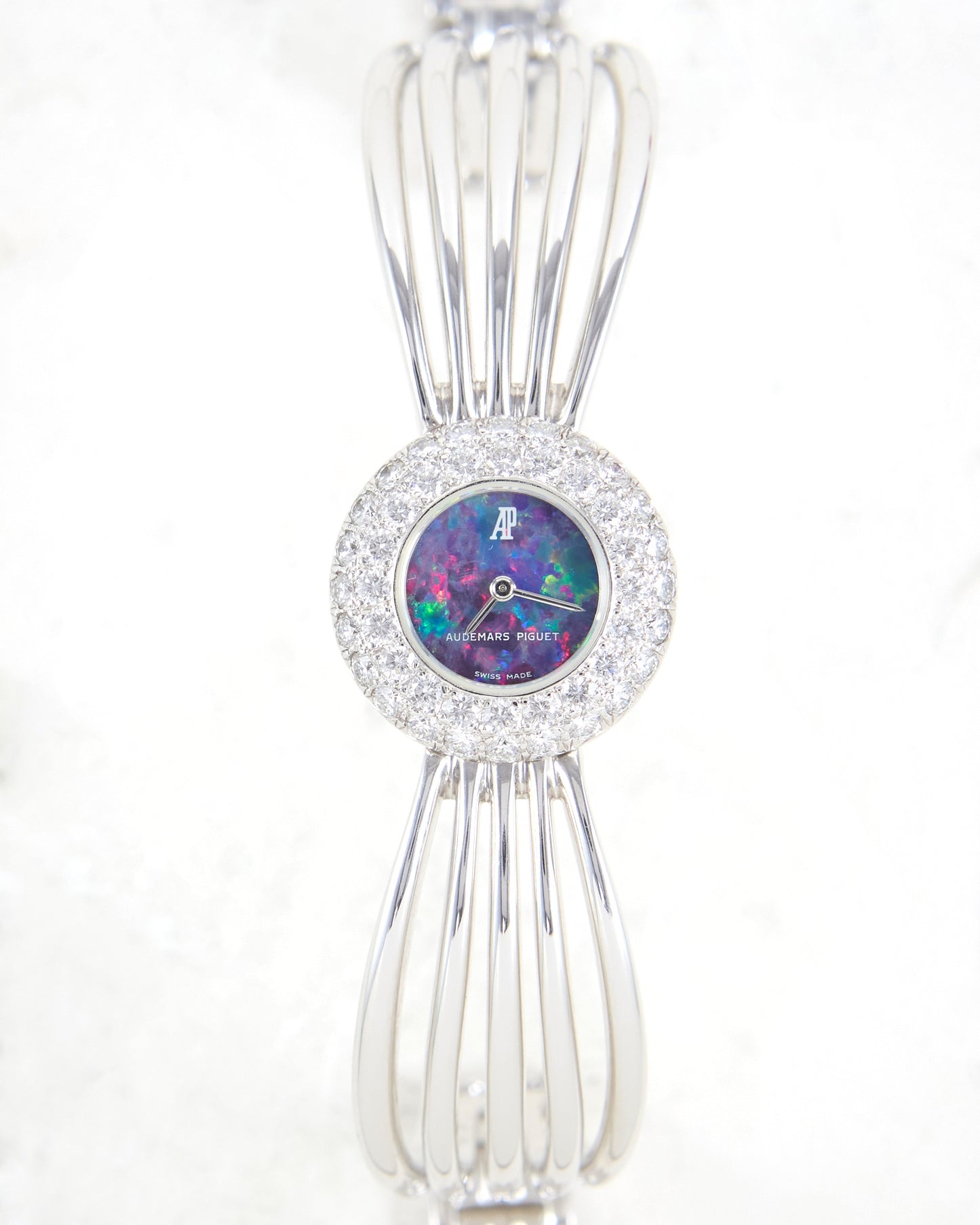 Audemars Piguet Bangle Watch in White Gold with Opal Stone Dial and Diamond Bezel