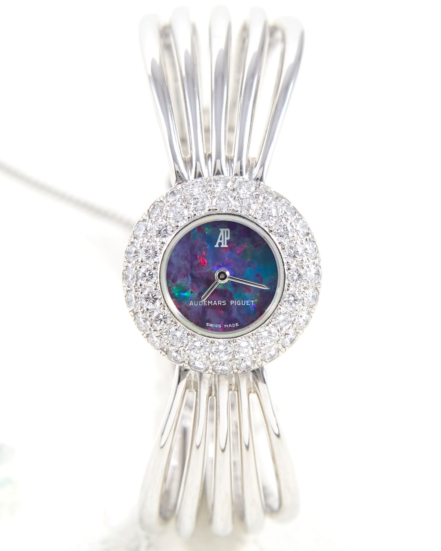 Audemars Piguet Bangle Watch in White Gold with Opal Stone Dial and Diamond Bezel