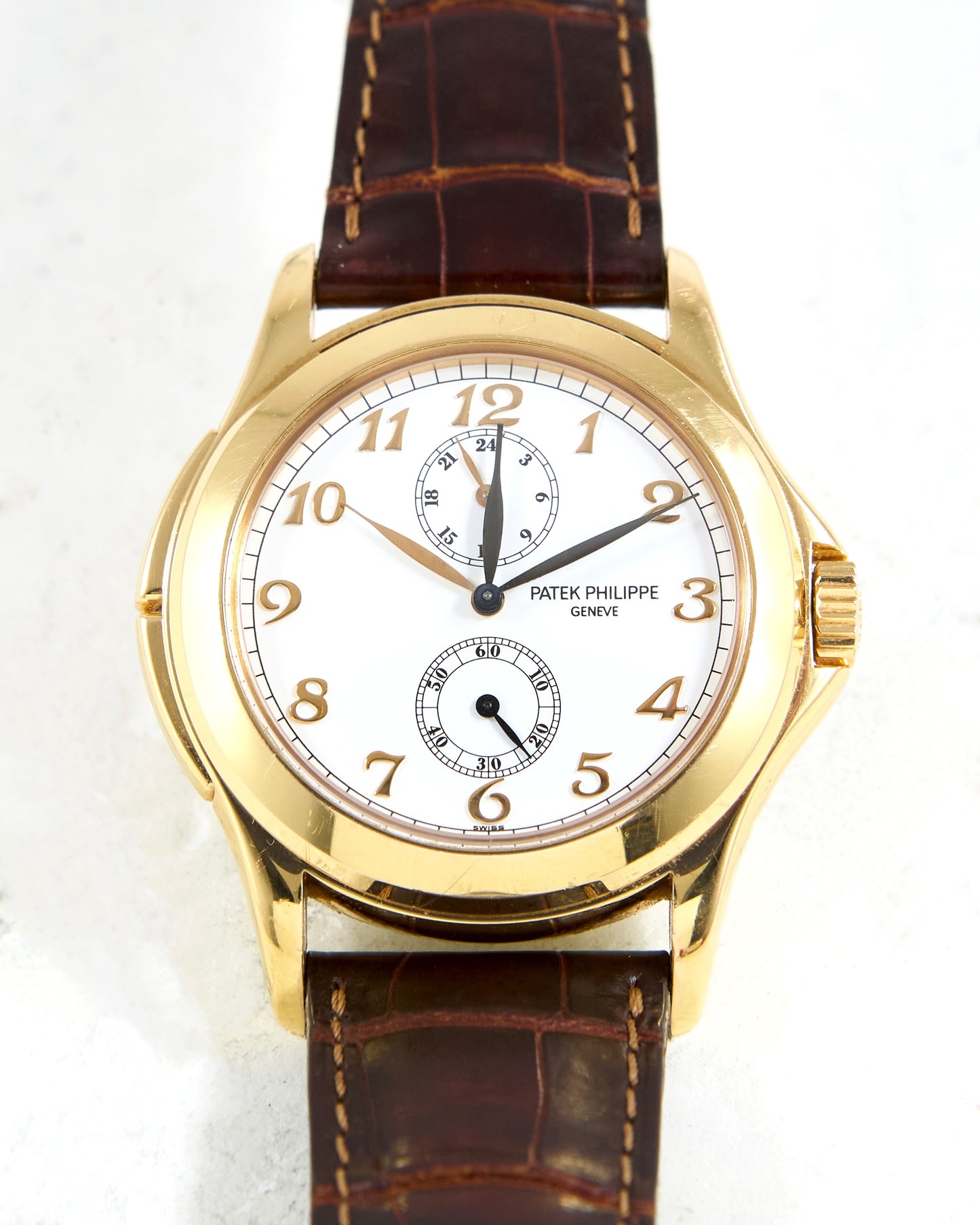 Patek Philippe Calatrava Travel Time 5134R in Rose Gold with Leather Strap and Deployant Buckle with Original Papers