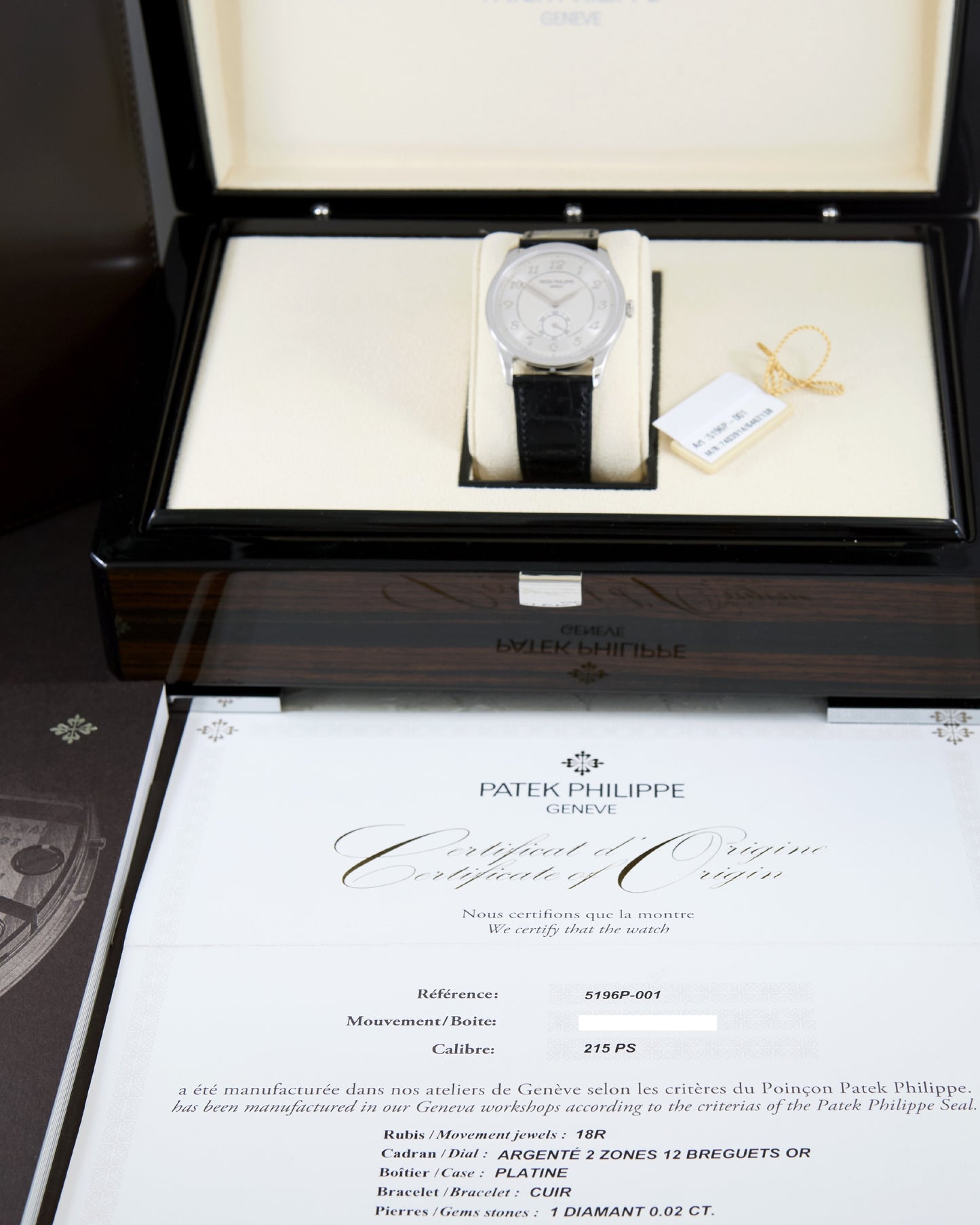 Patek Philippe Calatrava 5196P Silver Breguet Dial in Platinum with Box & Papers