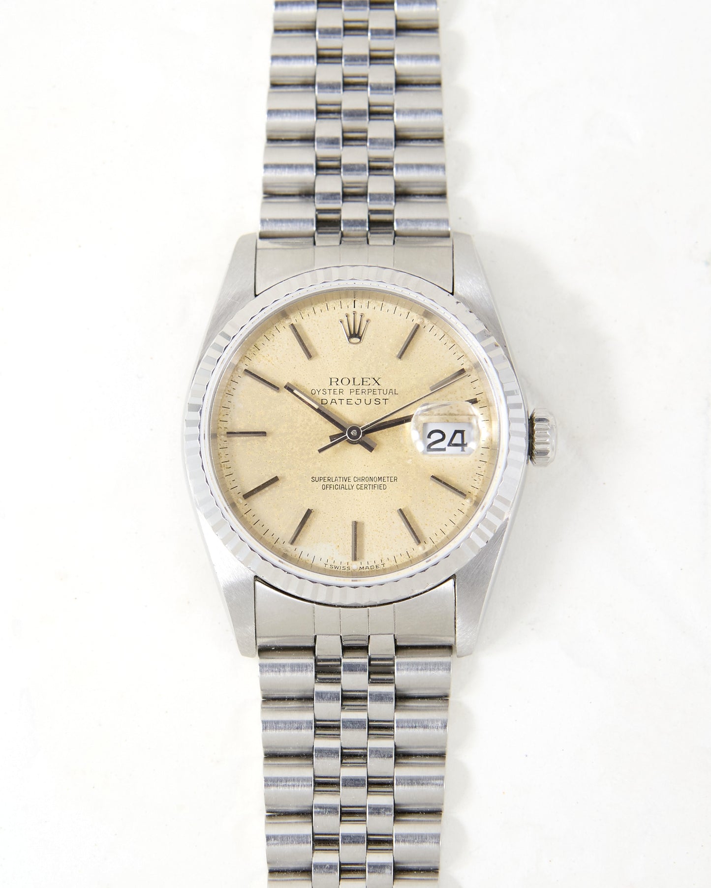 Rolex Datejust 16234 Tropical "Bone" Dial in Steel Case on Jubilee Bracelet