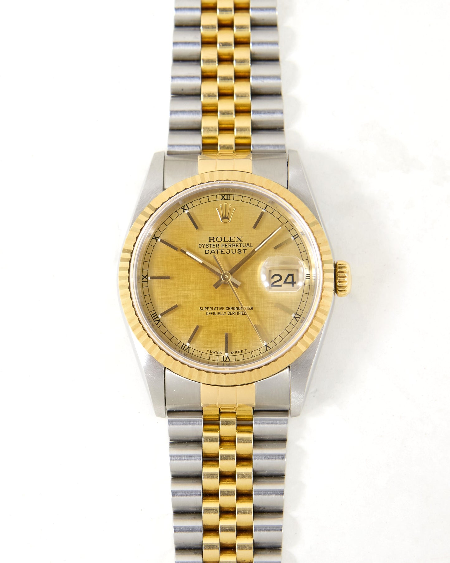 Rolex Datejust 16233 Lemon Linen Dial in Steel & Gold Case on Jubilee Bracelet