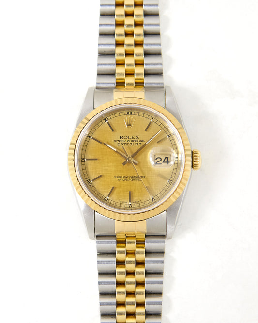 Rolex Datejust 16233 Tropical Linen Dial in Steel & Gold Case on Jubilee Bracelet