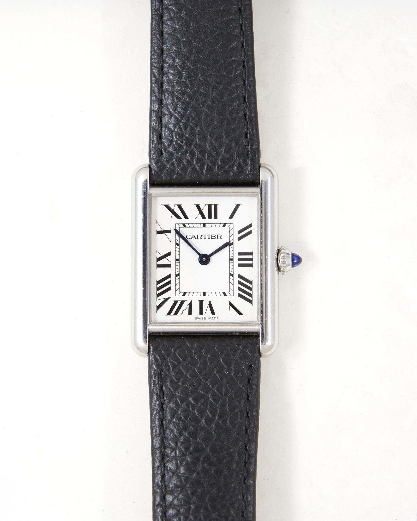 Cartier Tank Must 4323 in Steel on Leather Strap and Buckle with Box & Papers