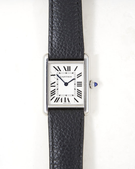 Cartier Tank Must 4323 in Steel on Leather Strap and Buckle with Box & Papers