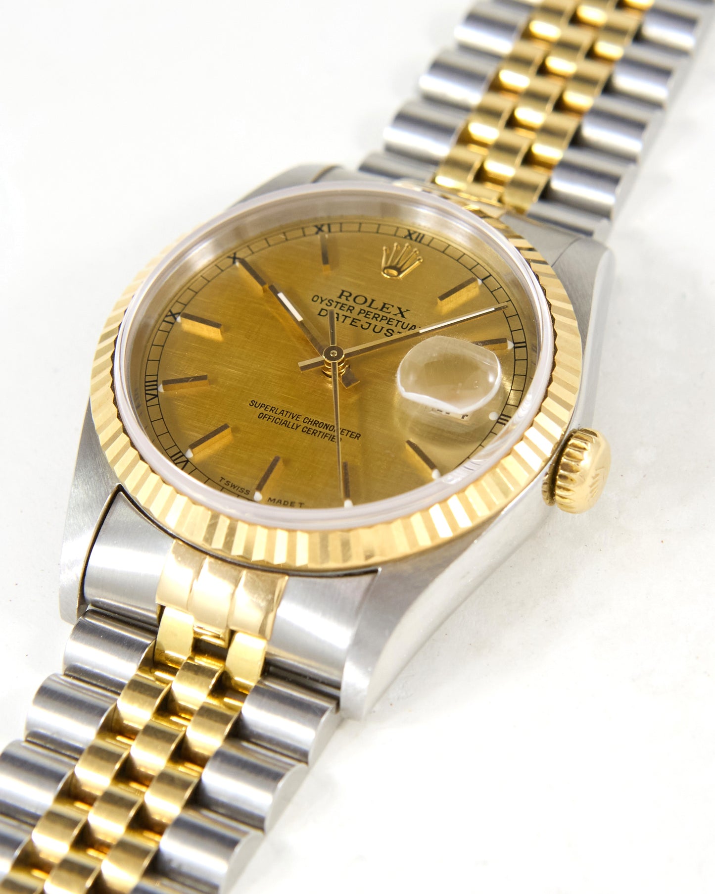 Rolex Datejust 16233 Lemon Linen Dial in Steel & Gold Case on Jubilee Bracelet