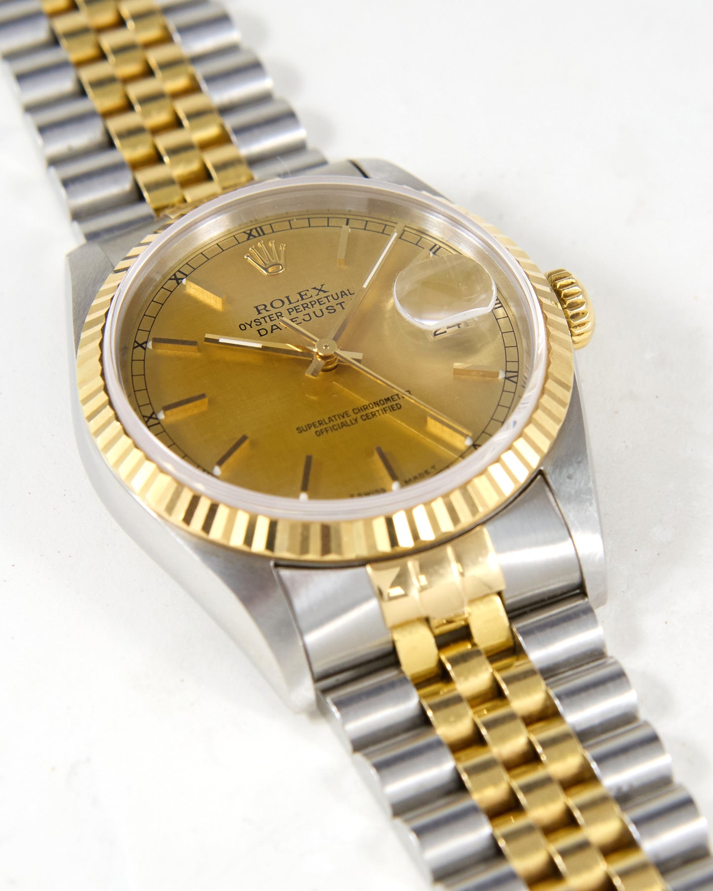 Rolex Datejust 16233 Lemon Linen Dial in Steel & Gold Case on Jubilee Bracelet