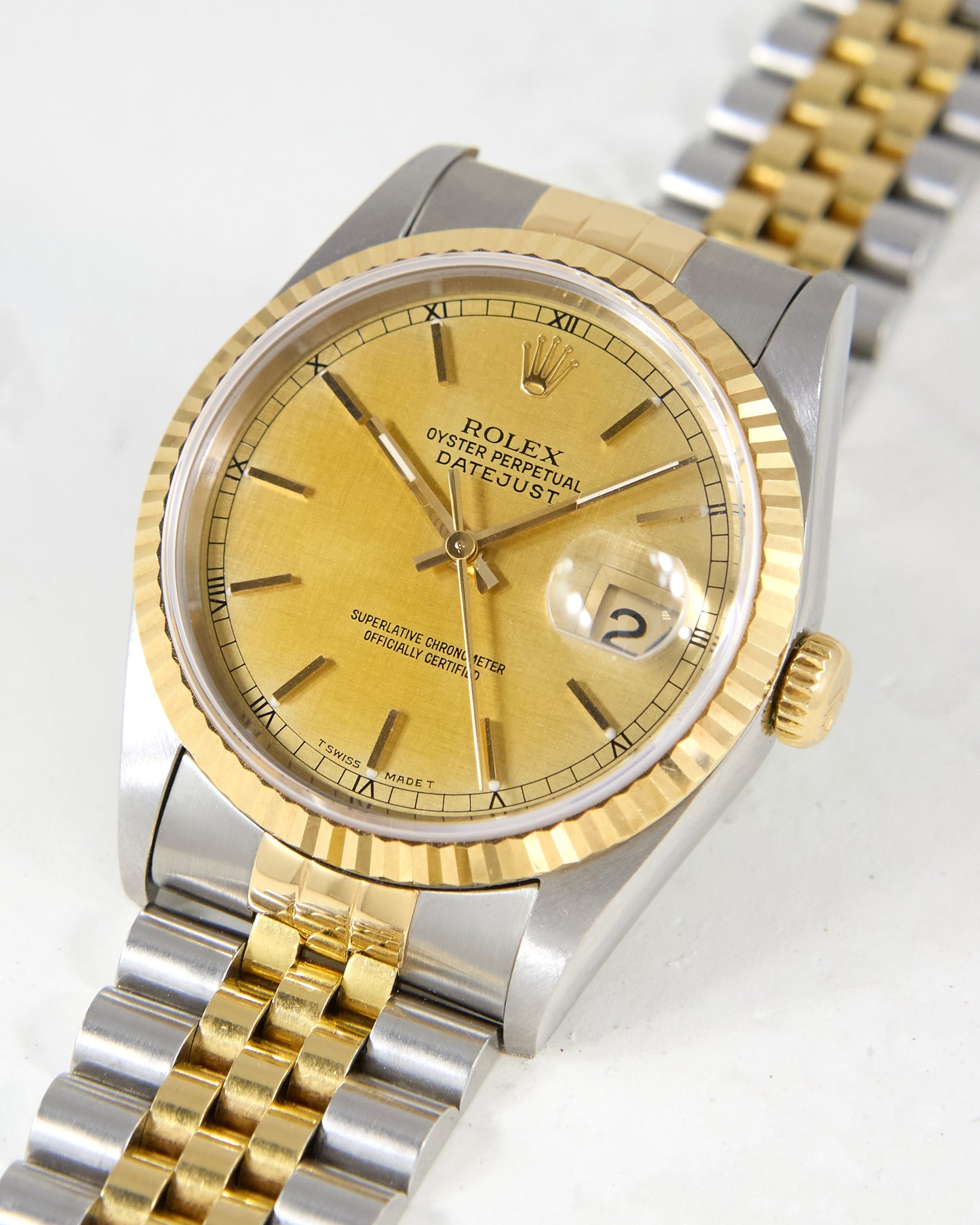 Rolex Datejust 16233 Lemon Linen Dial in Steel & Gold Case on Jubilee Bracelet