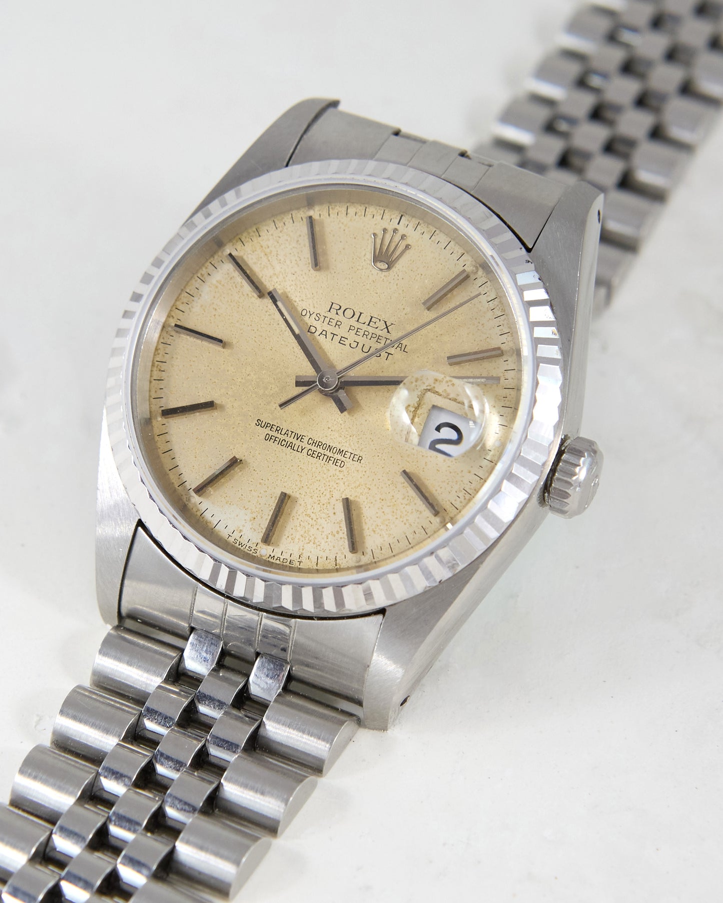 Rolex Datejust 16234 Tropical "Bone" Dial in Steel Case on Jubilee Bracelet