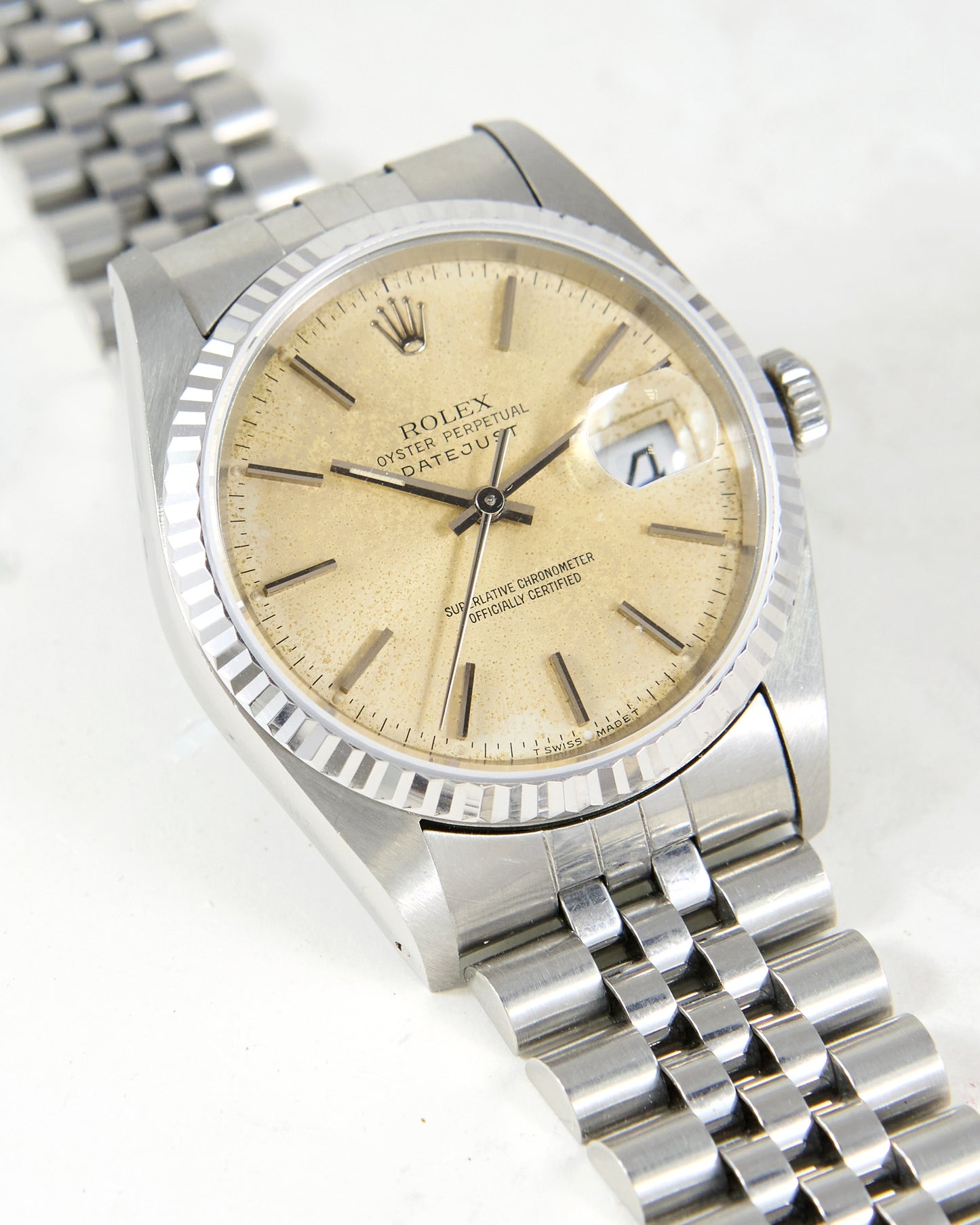 Rolex Datejust 16234 Tropical "Bone" Dial in Steel Case on Jubilee Bracelet