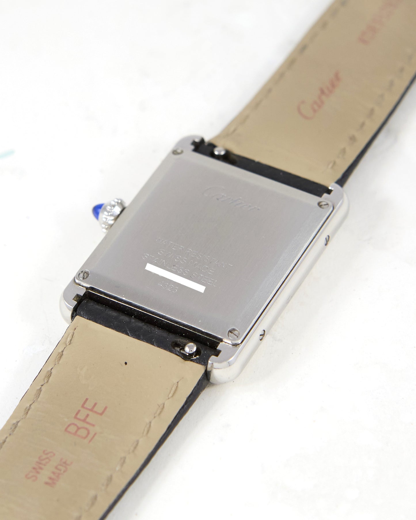 Cartier Tank Must 4323 in Steel on Leather Strap and Buckle with Box & Papers