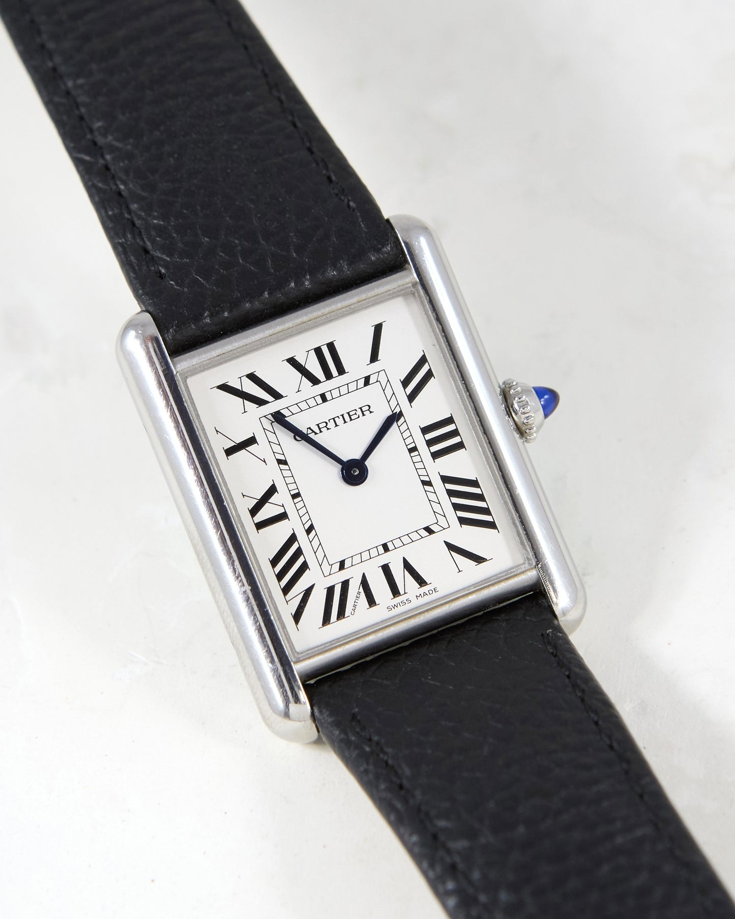 Cartier Tank Must 4323 in Steel on Leather Strap and Buckle with Box & Papers