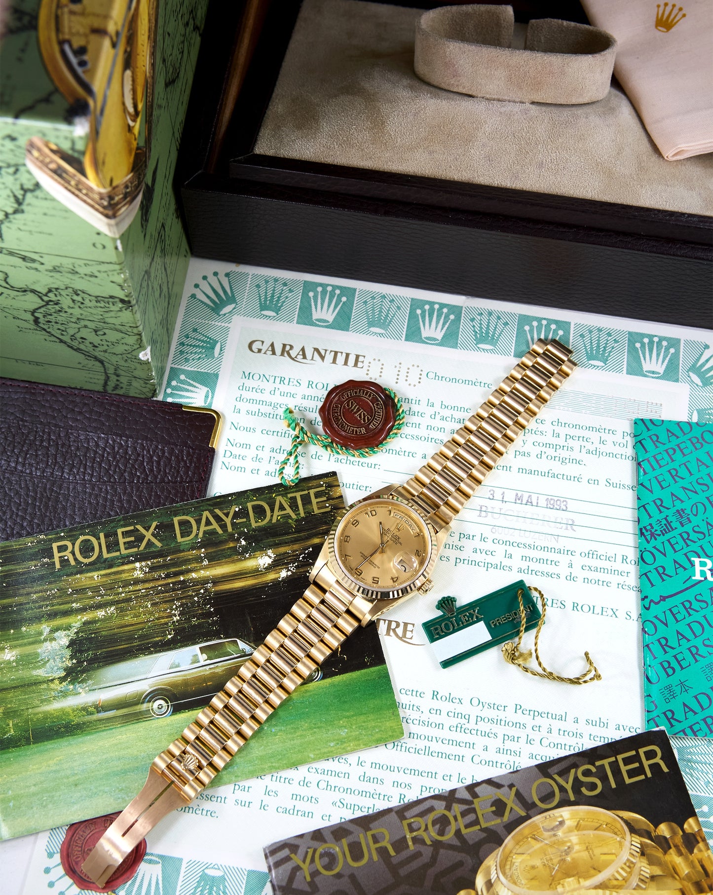 Rolex Day-Date 18238 Arabic Champagne Dial in Yellow Gold with Full Set of Box & Papers