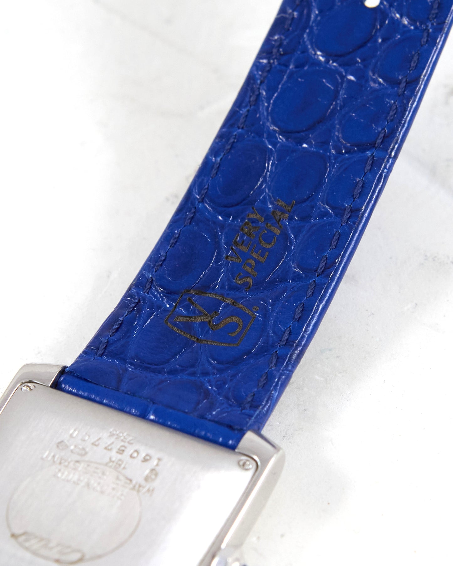 Cartier Tank Française Automatic in White Gold with Very Special Blue Leather Strap and Gold Cartier Buckle