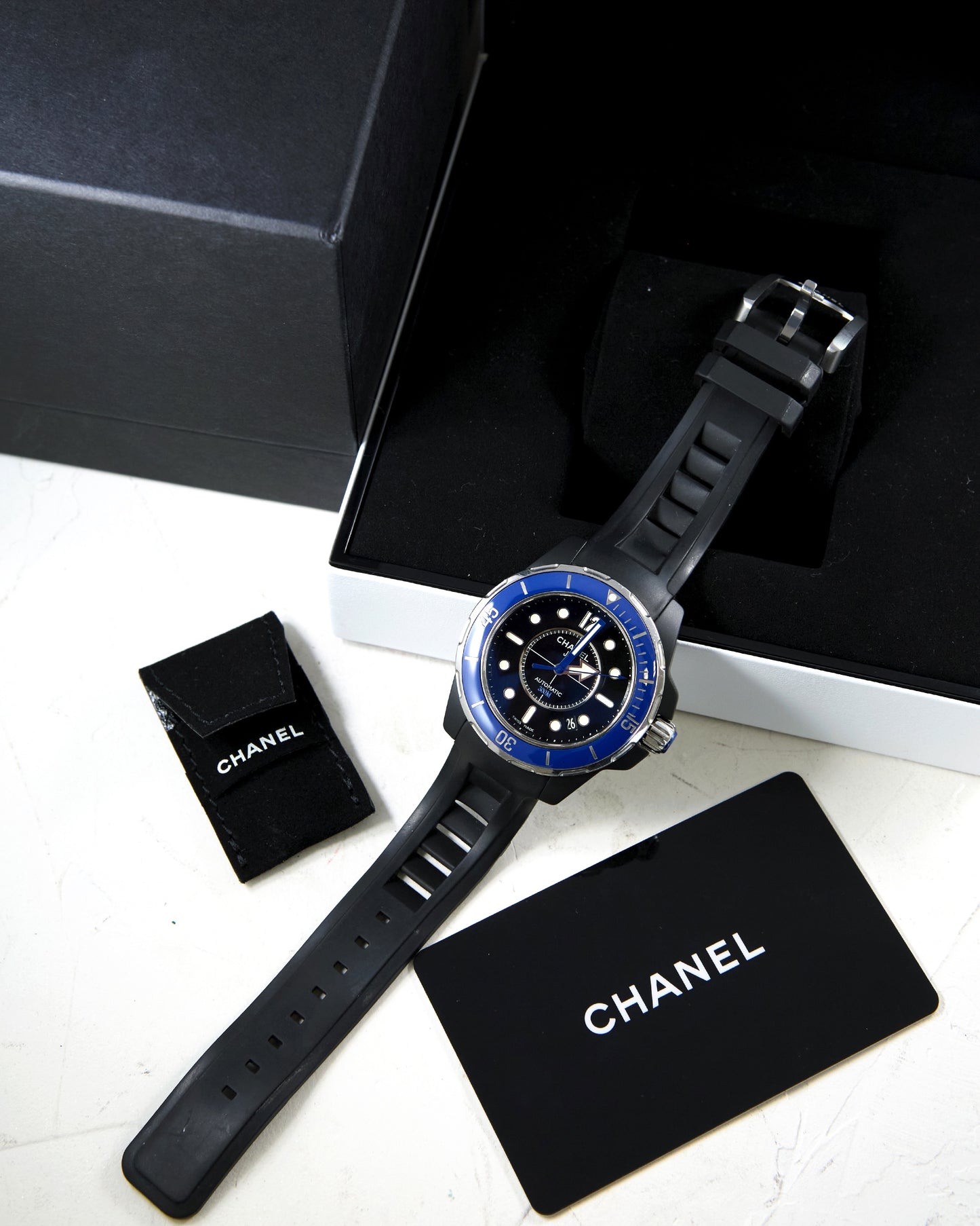Chanel J12 Marine Automatic in Steel with Box & Papers