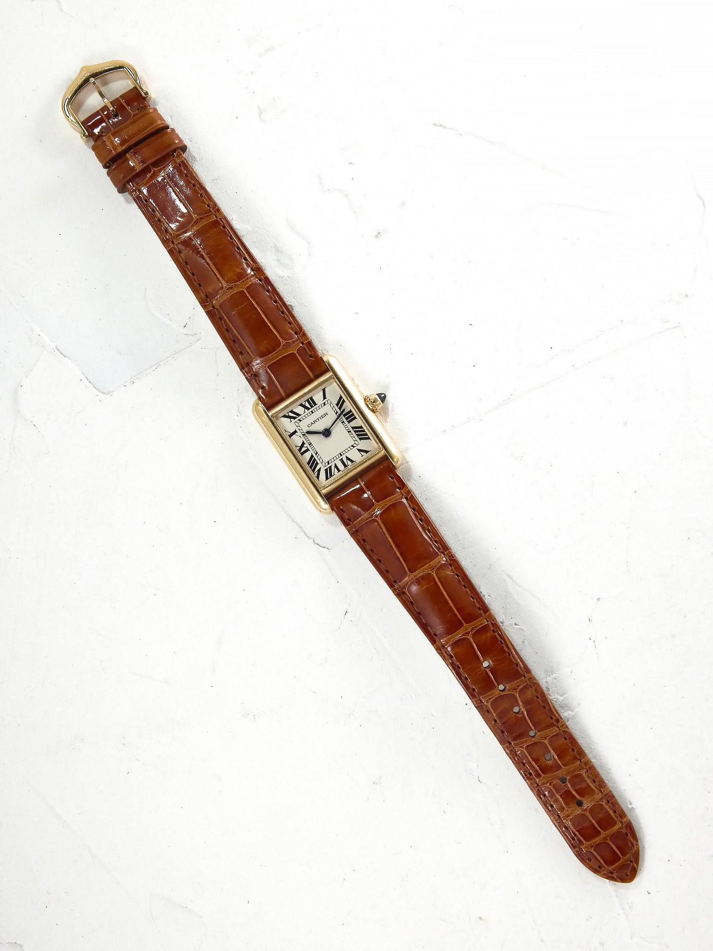 CARTIER TANK LOUIS IN YELLOW GOLD WITH CARTIER STRAP AND BUCKLE