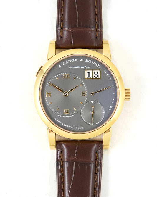 A. Lange & Sohne Lange 1 101.033 in Rose Gold Grey Dial on Leather Strap and Buckle with Box & Papers