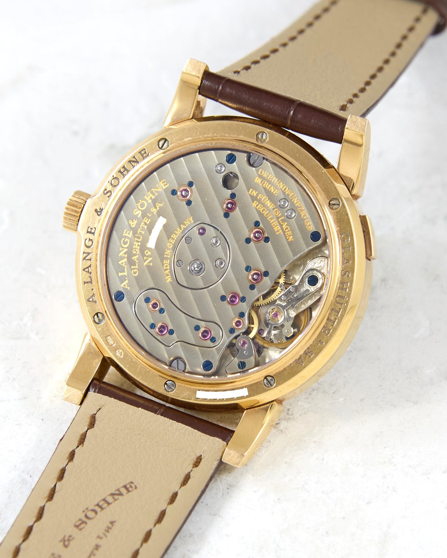 A. Lange & Sohne Lange 1 101.033 in Rose Gold Grey Dial on Leather Strap and Buckle with Box & Papers