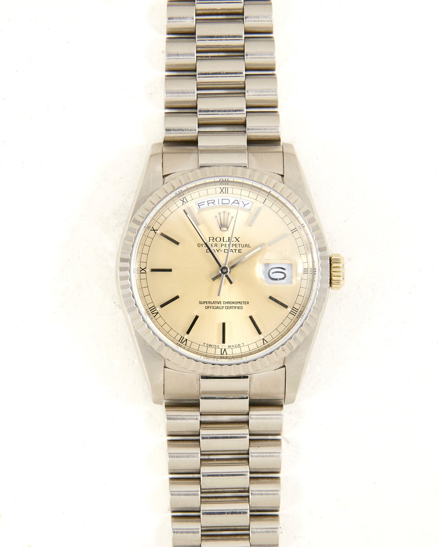 Rolex Day-Date 18239 Tropical Dial in White Gold on President Bracelet