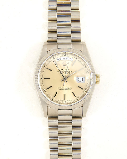 Rolex Day-Date 18239 Tropical Dial in White Gold on President Bracelet