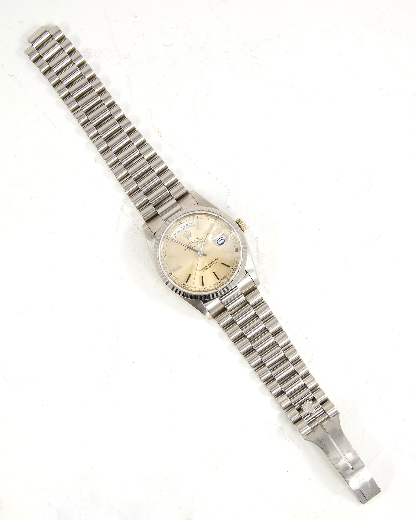 Rolex Day-Date 18239 Tropical Dial in White Gold on President Bracelet