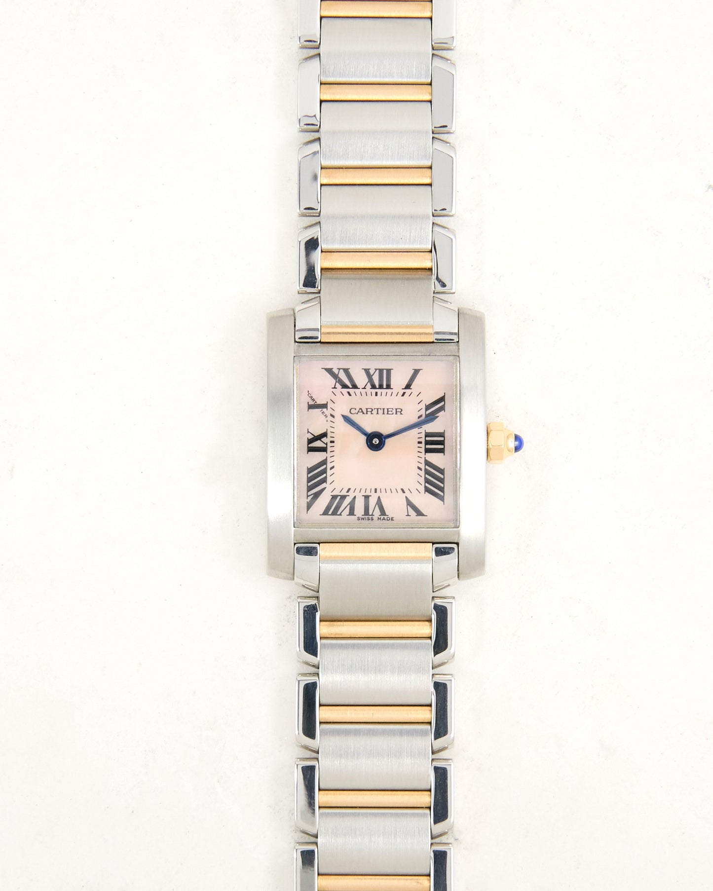 Cartier Tank Française SM Pink Mother of Pearl Dial in Steel & Rose Gold Case and Bracelet
