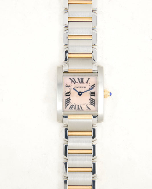 Cartier Tank Française SM Pink Mother of Pearl Dial in Steel & Rose Gold Case and Bracelet