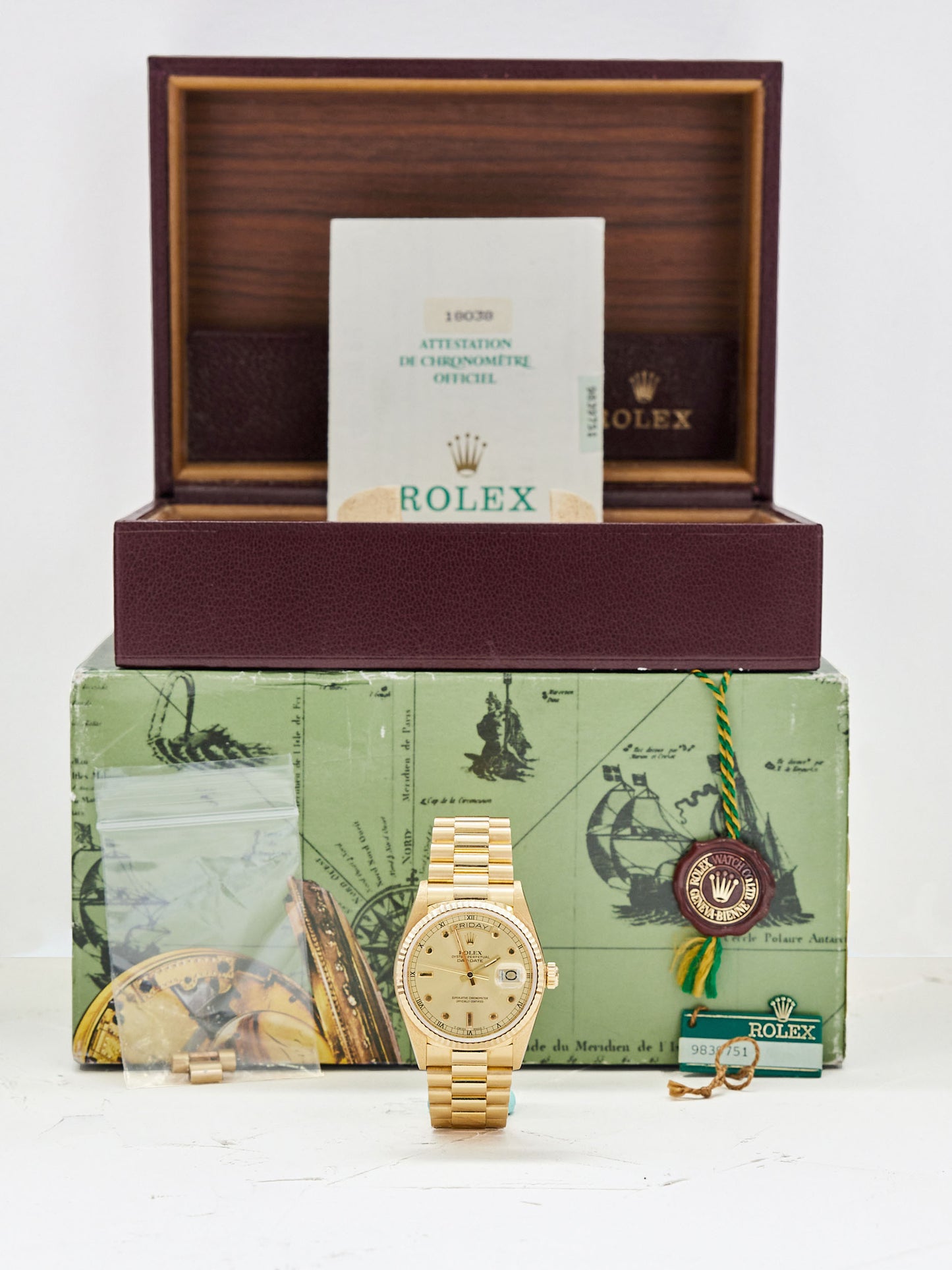 ROLEX DAY-DATE PINBALL DIAL WITH FULL SET OF BOX & PAPERS