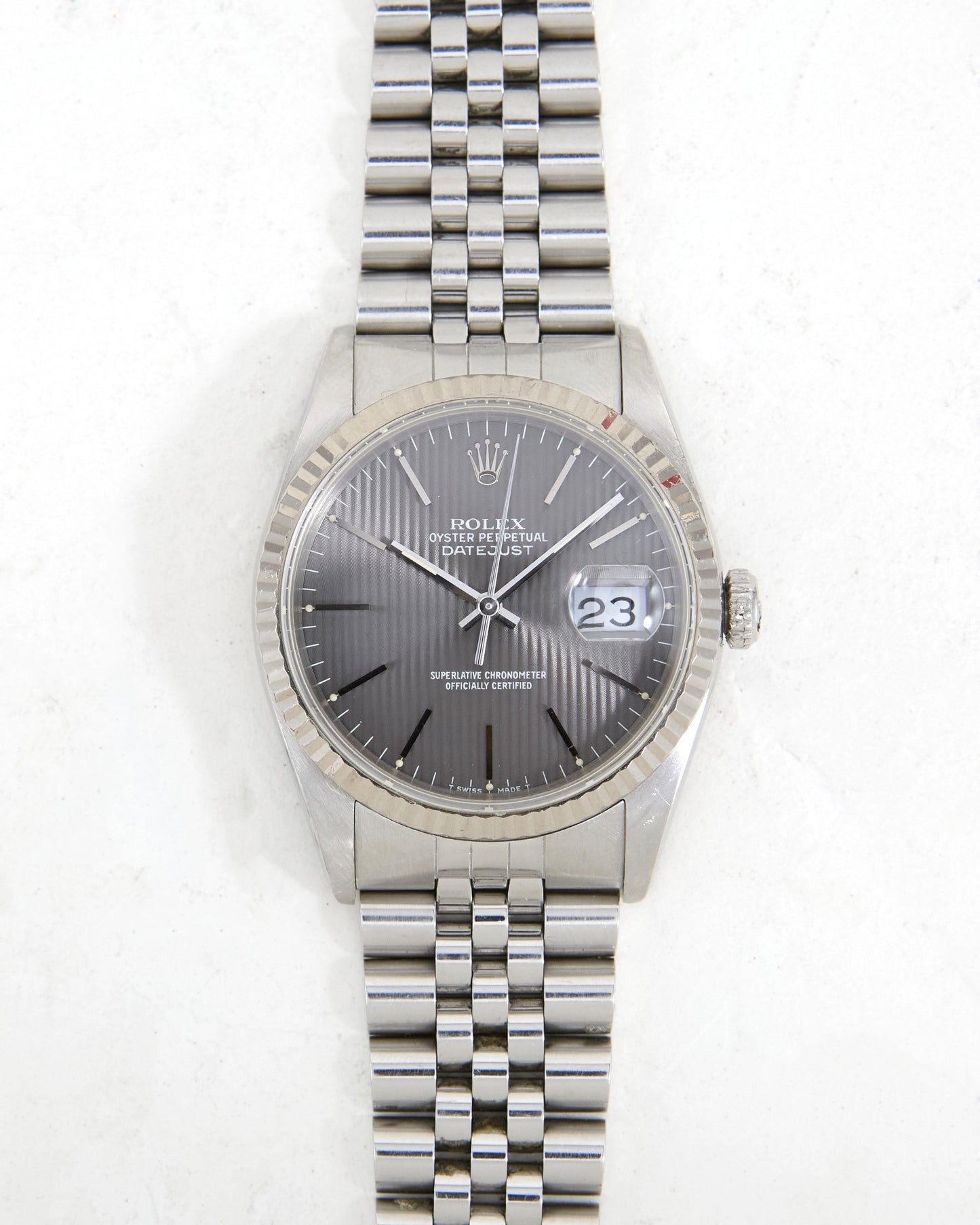 Rolex Datejust 16234 Grey Tapestry Dial on Jubilee Bracelet