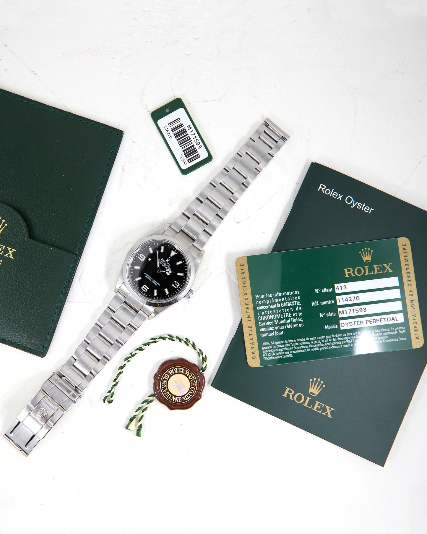 Rolex Explorer I 114270 with Papers and Engraved Bezel