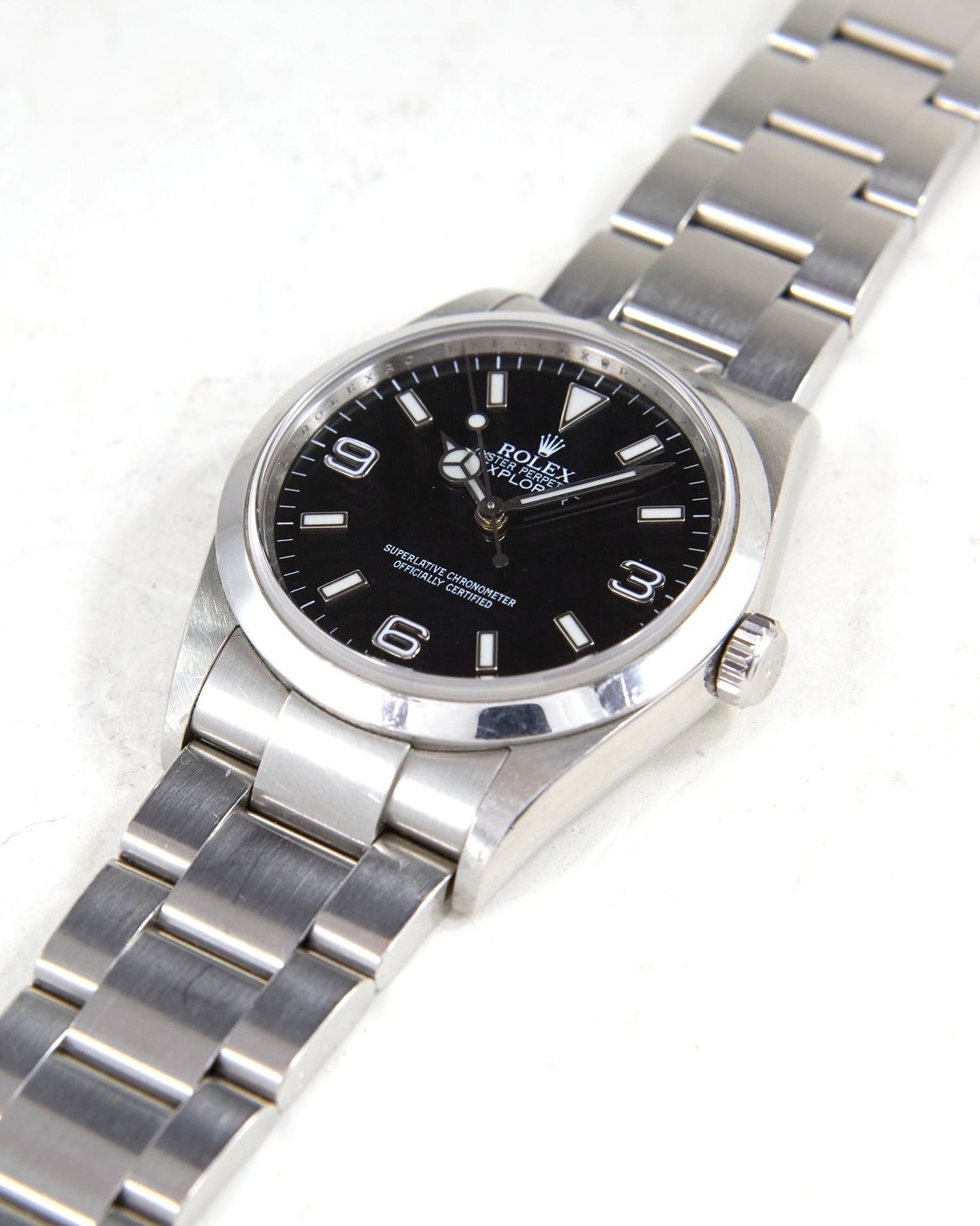 Rolex Explorer I 114270 with Papers and Engraved Bezel